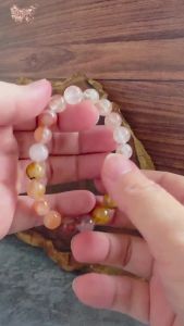 Natural Hematoid Quartz Bracelet Flower Quartz Faceted Bead Stretch Bracelet Peach Orange Crystal Jewelry Gift - RRC