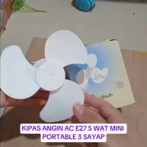V178 ORI FAN KIPAS ANGIN E27 5W WAT WATT MINI PORTABLE 3 SAYAP HEMAT ENERGY RUANGAN BALING PENDINGIN