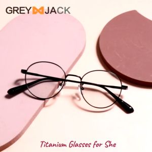 Grey Jack Kacamata Frame Bahan Titanium Model Oval Bulat Ringan Fashion Simple Bisnis Bisa Minus Antiradiasi Blueray Bluecromic 90234
