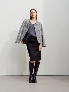 AMII | Retro Melard Winter Commuter High Waist Slimming Suede A-Line Skirt