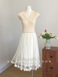 White Lace Hollow out High Waist Midi Skirt Womens A-Line Summer Slimming Fairy Tale Skirt Polyester Fiber Commute Style