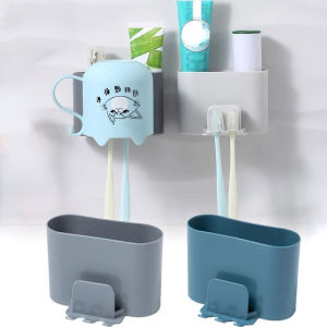 Hộp Đựng Bàn Chải Đánh Răng Thoát Nước Không Cần Đục Lỗ Mới Hộp Đựng Cốc Súc Miệng Gắn Tường Gia Dụng Phòng Tắm