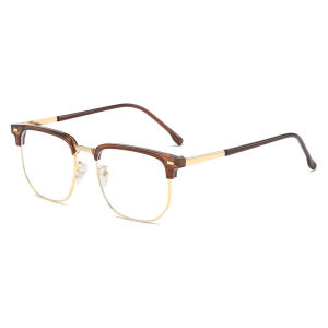 JN IMPRESSION High-definition Anti-blue Light Eyebrow Half-rim Glasses Without Prescription Large-frame Finished Glasses