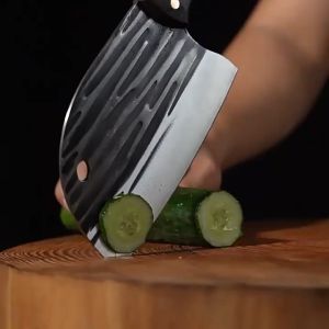 Nipiin Japanese Chef Knife Forged Striped Fish Head Knife Bone Chopping Knife Meat Cleaver Handmade Knife