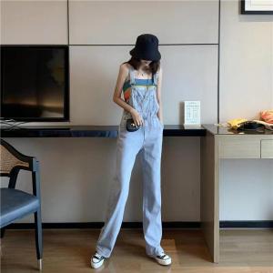 Suspender Gaya Korea Wanita & Jeans Longgar Pinggang Tinggi Lebar Kaki