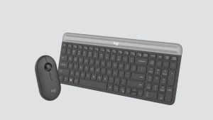 Logitech MK470 Slim Wireless Keyboard and Mouse Combo - Modern Compact Layout Ultra Quiet 2.4 GHz USB Receiver Plug n Play Connectivity Compatible with Windows