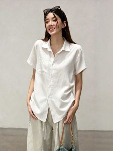 V.C.I | Retro Linen Summer Loose Blouse with Gathering and Waist Cinching