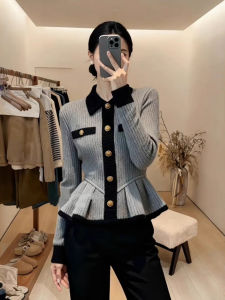 XUECAIQI | Trendy Korean Colorblock Turn-down Collar Knit Top Women Autumn Winter
