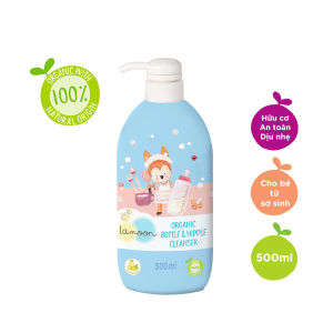 COMBO Nước rửa bình sữa Organic an toàn cho bé Lamoon dạng Bình 500ml + Túi refll 450ml