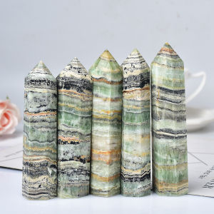 12cm Rock Crystal Fluorite Root Hexagonal Prism Original Stone Grinding Energy Column Healing Stone Decorative Accessories
