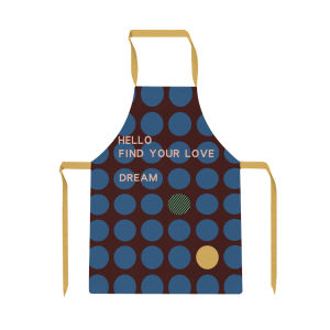 Adorable Neck-Strap Cooking Apron Retro round Pattern Kitchen Waterproof Oil-Resistant Workwear Home Use Baking Barbecue Apron