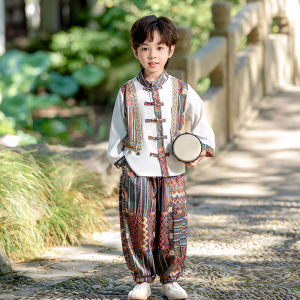 ชุดการแสดงวัฒนธรรมชาติชายเผ่าไท ชุดการแสดงเต้นสำหรับเด็กผู้หญิง ชุดไปเที่ยวฤดูใบไม้ผลิและฤดูใบไม้ร่วง