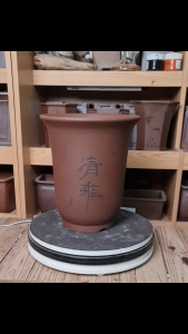 chậu gốm sứ bonsai châu tròn cao miệng loe nâu chậu địa lan gốm tàu chậu gốm tàu chậu để bàn chậu địa lan S1 kích thước miệng 25cm cao 29cm chậu hoạ tiết khác thủ công.