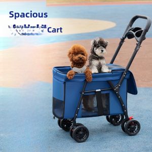 Lightweight Foldable Pet Stroller for Dogs And Cats Teddy Baby Hand Push Car Small Pet Outing Vehicle Versatile Pet Transport