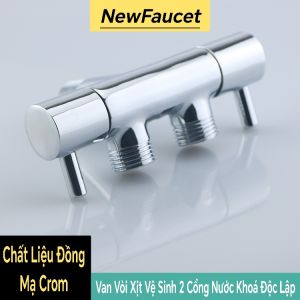 Van Chữ T Đồng Thau 2 Khóa Độc Lập – Ren 21mm – 1 Đầu Vào 2 Đầu Ra (Vòi Xịt Vệ Sinh Sen Tắm Xả Sàn)