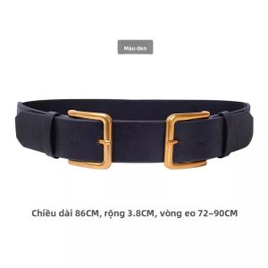 BILLI ZILLY | Thắt lưng rộng thời trang đa năng cho nữ Thắt lưng da bò màu đen Thắt lưng thắt eo cho váy Áo khoác Thắt lưng trang trí cao cấp