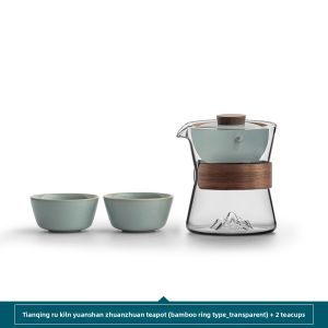 SANXUN | Portable Travel Tea Set with Quick Serve Cup 1 Pot 3 Cups