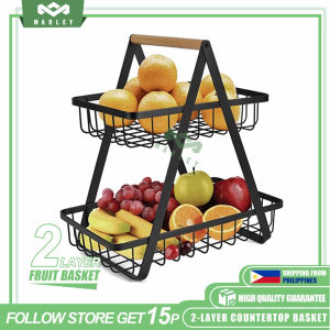 2 Tier Black Fruit Basket Countertop Fruit Bowl Fruit Holder For Kitchen Fruit Basket For Kitchen Counter/SH065