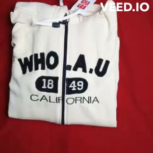 Jaket Hoodie WHO.AU California 1849 Zipper Cream Anak Laki-laki & Perempuan Premium Quality