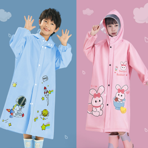 Raincoat for Kids Boys Girls 4-16 Years Rain Coat Waterproof Student Backpack Raincoat PVC School Travel Full Body Kids TPU Soft Poncho Outdoor
