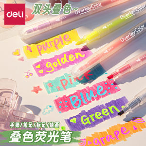 Deli Double-Head Colorful Fluorescent Pen Non-Toxic Shiny Marking Pen for Primary And Middle School Students High Aesthetic Value