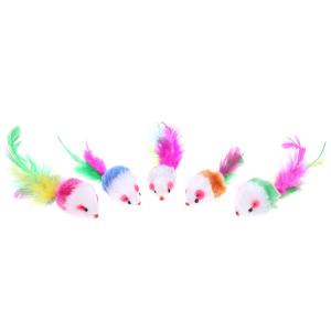 【New Arrival】 Mini Plush Mouse Eco-friendly Simulation Mouse Non-toxic Catmint Lightweight Soft Cute with Colored Feathers Training Game Cat Supplies