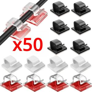 10/20/50pcs Self กาวสายคลิปการจัดการสายไฟลวดผู้ถือ CLAMP โต๊ะ Tidy CABLE Manager ใน Home Office คลิป