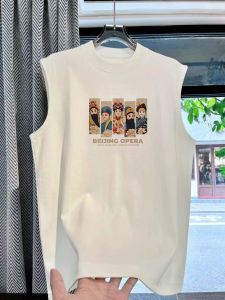 Áo Thun Tay Ngắn in Họa Tiết Trung Hoa Mùa Hè Cho Nam Cổ Tròn Cotton Nguyên Chất Dáng Rộng Hở Lưng Thời Trang Mùa Hè