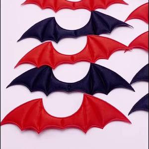 DUTRIEUX | 50/100Pcs Bat Wings Appliques Satin Pressed Devil Wing Patches for DIY Hair Clip Hat Halloween Costume Decoration Black White