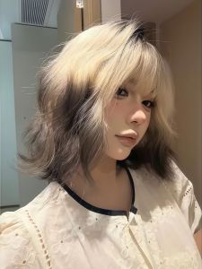 Siamese Sweetheart Womens Egg Roll Gradient Short Curls Natural Looking Hair Wig Full Head Cover Daily Wear High Breathability