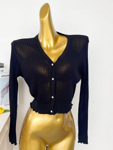 Áo Len Cardigan Dệt Kim Mỏng Mùa Hè 2025 Cho Nữ Áo Khoác Ngoài Chống Nắng Bằng Lụa Băng Ngắn Áo Khoác Không Tay Cổ Chữ V