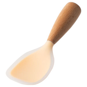 Silicone Rice Spoon with Wooden Handle Paddle Standing Rice Spatula Heat Resistant Rice Cooker Spoon Household Kitchen Supplies