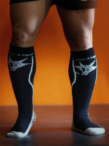 Professional Horned Viper Deadlift Socks Anti-Slip Weightlifting Gloves Bottom Drip Rubber Friction Reduction Knee Pads Mens Long Tube Socks