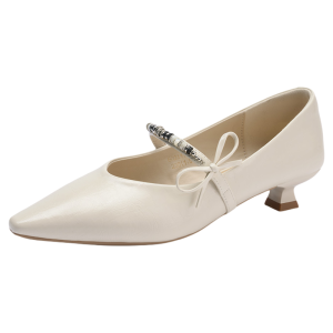 Josiny | Pointed Pearl Mary Jane Shoes Short Heel