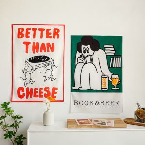 American Cartoon Illustration Small Sling Cloth Retro Dormitory Bedroom Wall Decorative Wall Cloth Background Fabric Bedside Wall Tapestry