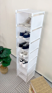 Multi-Layer Shoe Rack Household Plastic Adjustable Stackable Removable Shoe Rack With Partition For Rental House Entrance