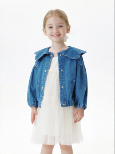 Marc&Janie | Sweet Ruffle Collar Denim Jacket for Girls Cotton Childrens Spring Clothing
