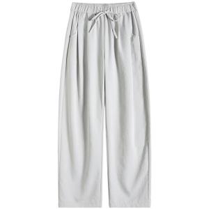 LANGPIN | Slimming High Waist Wide Leg Pants Straight Cut Loose Fit Thin Summer Casual Trousers For Women High Waist Long Pants Polyester Fiber