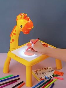 Projector Drawing Table Giraffe Projector Painting Board Kids Drawing Desk with Projector Educational Toys with Singing Function Drawing Board Detachable Projection Painting Table