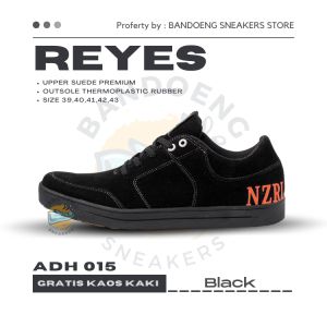 REYES - NAZREAL FOOTWEAR x BANDOENG SNEAKERS STORE - Sepatu Sneakers Hitam Premium Casual Pria NAZ ADH 015 (Free Kaos Kaki Esklusif)