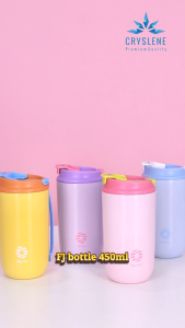 Botol Minum Tumbler Stainless Steel 450ml Tutup 2 In 1 With Straw Silicon Strap Fj Bottle By Cryslene