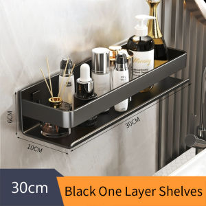 Black Bathroom Shelf White Rectangle Makeup Organizer Mental Corner Shelf Shampoo Storage Shelf Shower Wall Rack Bathroom811780