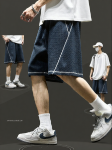 SZON | Mens Summer Breathable Sport Shorts Loose Harem Stripe Haru Line Waffle 5/8 Length