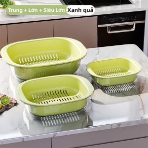 MEIZHUFU | Rổ Rửa Rau Cấp Nước Hai Tầng