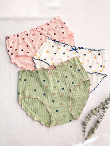 Plus Size Underwear Womens Fat mm 100.00Kg Pure Cotton Mid-High Waist Girl Japanese Traceless Ventilation Cotton Classic Briefs