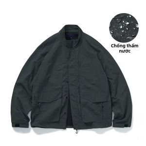 714street | Áo Khoác Nam Lỏng Lẻo Chống Thấm Nước Có Họa Tiết Gợn Sóng