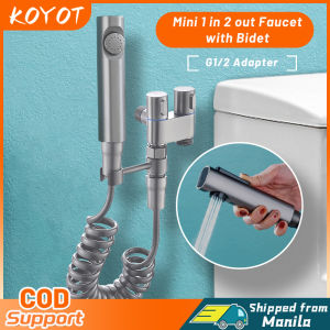 KOYOT 304 Stainless Steel 1 in 2 Out Faucet Dual Control Valve with Bidet Washing Machine Tap Two Ways Toilet Angle Valve
