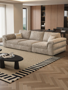 Cream Velvet Linen Fabric Sofa Living Room Compact Modern Detachable