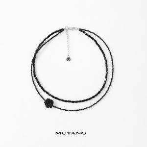 MUYANG | Muyang Double Layer Black Rose Necklace Womens Fashionable Titanium Steel Collarbone Chain Jewelry Fresh Out New Style