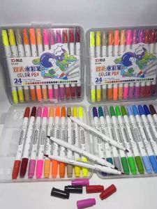 24 Color Dual Head Color Pen Marker Watercolor Colors Brush Pen Set Painting Drawing Art Supplies
